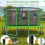 XMIKA ASTM Approved 1200 LBS 12FT Tranpoline for Adults and 6 Kids with Enclosure Net, 4 Wind Stakes, Outdoor Backyards Tranpoline for Family Happy Time