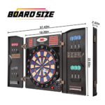 WIN.MAX Electronic Dart Board Cabinet Set, LED Electric Digital Soft Tip Dart Boards for Adults with Cabinet, up to 16 Players, 38 Games and 211 Variations with 12 Soft Tip Dartboard Set (Woodgrain)