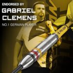 TARGET Darts Gabriel Clemens 22G Tungsten Steel Tip Darts Set – 9 Pro Grip Shafts – 9 Pro Ultra Flights – Dart Wallet – Dart Counter App Coupon Bundle