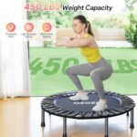 Osoeri 48″ Rebounder Trampoline Foldable for Adults Max Load 450lbs, Mini Trampoline with Adjustable Foam Handle for Adults/Kids, Fitness Trampoline Indoor/Garden Workout