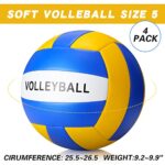 Jerify 4 Pcs Official Size 5 Volleyball Indoor Outdoor Volleyball Soft Training Ball for Beginner Teenager Adult Beach Game Pool Gym Game, Christian Charity Donation Supplies (Blue, Yellow, White)