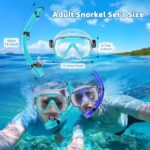 Honlanor Snorkel Set Adults Snorkeling Gear Anti-Leak and Anti-Fog Tempered Glass Lens Panoramic View Swim Mask Dry Top Snorkel Kit for Snorkeling Scuba Diving Swimming Travel with Carry Bag