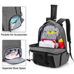 DSLEAF Tennis Backpack for 2 Rackets, Tennis Bag with Separate Ventilated Shoe Space for Tennis/Pickleball/Badminton/Squash Racquet and Accessories