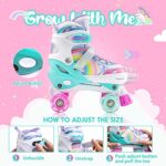 SULIFEEL Rainbow Unicorn 4 Size Adjustable Light up Roller Skates for Girls Boys for Kids Medium