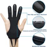 Archery Gloves Shooting Hunting Leather Three Finger Protector for Youth Adult Beginner – M