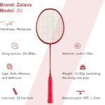 Zalava Badminton Racquets Set Professional Badminton Rackets Lightweight,4 Pack Carbon Fiber, 3 Feather Shuttlecocks, 2 Protect Case, 4 Overgrip,for Beginners,Advanced Players (2U/4Pack Colorful)